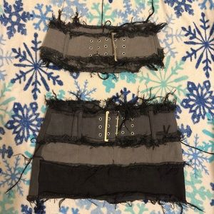2 piece denim black set from pretty little things